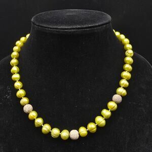 PJS 925 Green Baroque Fresh Water Pearl Necklace Sterling Silver Clasp